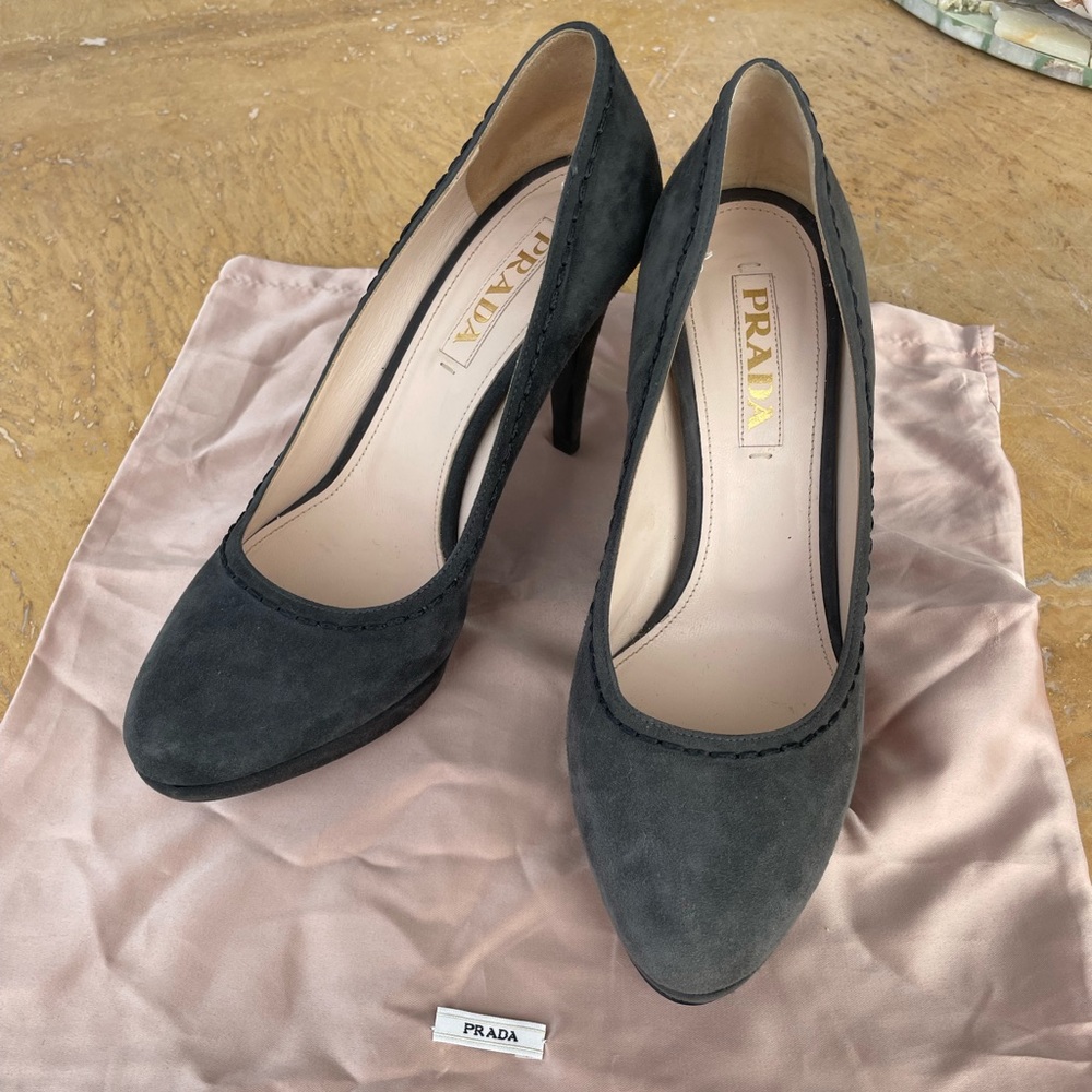 Grey Suede Prada Heels